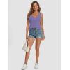 image:imageATHMILE Women Tank Tops Summer Casual Ribbed Sleeveless Basic Cami Top Slim Henley Button Down Blouses BeachPurple
