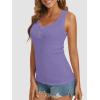 image:imageATHMILE Women Tank Tops Summer Casual Ribbed Sleeveless Basic Cami Top Slim Henley Button Down Blouses BeachPurple