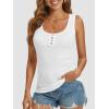 image:imageATHMILE Women Tank Tops Summer Casual Ribbed Sleeveless Basic Cami Top Slim Henley Button Down Blouses BeachWhite