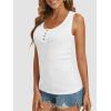 image:imageATHMILE Women Tank Tops Summer Casual Ribbed Sleeveless Basic Cami Top Slim Henley Button Down Blouses BeachWhite