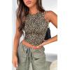 image:imageATHMILE Womens Double Lined Crop Tank Tops Casual Basic Shirts Sleeveless Workout Tops Cute Summer Clothes Teen GirlsLeopard