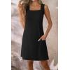 image:imageATHMILE Womens Square Neck Tank Dresses 2026 Summer Spring Loose Swing Sundresses with Pockets PlainPrintBlack