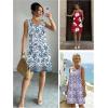 image:imageATHMILE Womens Square Neck Tank Dresses 2026 Summer Spring Loose Swing Sundresses with Pockets PlainPrintRed White Flowers