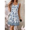 image:imageATHMILE Womens Square Neck Tank Dresses 2026 Summer Spring Loose Swing Sundresses with Pockets PlainPrintWhite Blue Flowers