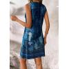 image:imageATHMILE Womens Summer Dresses V Neck Sleeveless Tank Sundresses Beach Vacation Casual Clothes with PocketsRetro Blue Flowers
