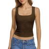 image:imageATHMILE Tank Top for Women Crop Square Neck Lace Trim Spring Summer Sleeveless Double Lined Basic Going Out Y2k Outfits 2026Brown