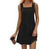 image:imageATHMILE Womens Square Neck Tank Dresses 2026 Summer Spring Loose Swing Sundresses with Pockets PlainPrintBlack