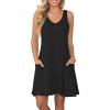 image:imageATHMILE Womens Summer Dresses V Neck Sleeveless Tank Sundresses Beach Vacation Casual Clothes with PocketsBlack