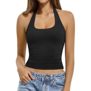 image:imageATHMILE Tank Top for Women Halter Double Lined Spring Summer Backless Y2K Sexy Trendy Going Out Fashion Clothing 2026Black