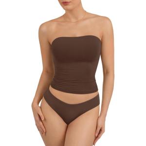 image:imageATHMILE Women Sexy Tube Top Summer Y2K Going Out Double Lined Basic Tank TopBrown