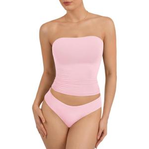 image:imageATHMILE Women Sexy Tube Top Summer Y2K Going Out Double Lined Basic Tank TopPink
