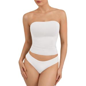 image:imageATHMILE Women Sexy Tube Top Summer Y2K Going Out Double Lined Basic Tank TopWhite