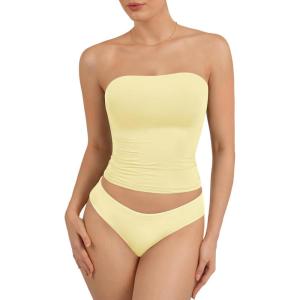 image:imageATHMILE Women Sexy Tube Top Summer Y2K Going Out Double Lined Basic Tank TopYellow