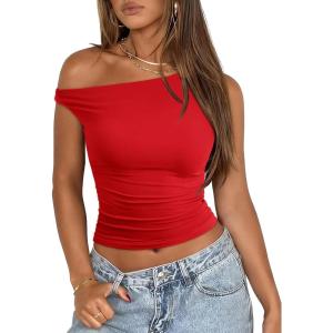 image:imageATHMILE Womens Off The Shoulder Tops Summer Sleeveless Shirts Going Out Crop Tank Top Y2K T Corset Tube Fashion Outfits 2026Red