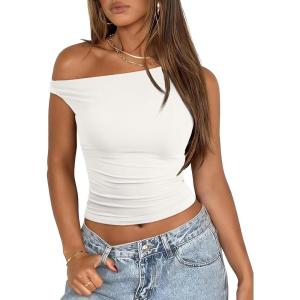 image:imageATHMILE Womens Off The Shoulder Tops Summer Sleeveless Shirts Going Out Crop Tank Top Y2K T Corset Tube Fashion Outfits 2026White