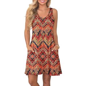 image:imageATHMILE Womens Summer Dresses V Neck Sleeveless Tank Sundresses Beach Vacation Casual Clothes with PocketsBoho Floral