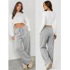 image:imageATHMILE Womens Wide Leg Sweatpants Long Straight Streetwear Drawstring Low Waist Casual Loose Baggy Workout Pants 2026Grey