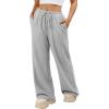 image:imageATHMILE Womens Wide Leg Sweatpants Long Straight Streetwear Drawstring Low Waist Casual Loose Baggy Workout Pants 2026Grey