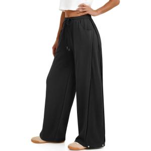 image:imageATHMILE Womens Baggy Wide Leg Pants Y2k Teen Girl Drawstring Track Pants Lounge Sweatpants Women 2026Black