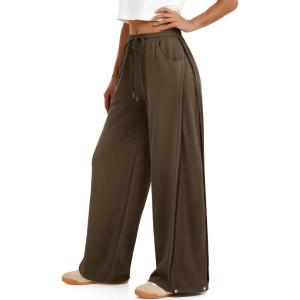 image:imageATHMILE Womens Baggy Wide Leg Pants Y2k Teen Girl Drawstring Track Pants Lounge Sweatpants Women 2026Coffee