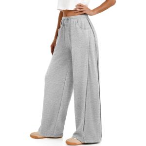 image:imageATHMILE Womens Baggy Wide Leg Pants Y2k Teen Girl Drawstring Track Pants Lounge Sweatpants Women 2026Grey
