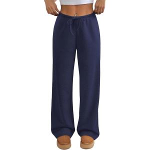 image:imageATHMILE Womens Sweatpants Wide Leg Barrel Pants Baggy Joggers Low Waist Fall Fashion Winter Clothing Pockets 2026Navy Blue