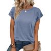 image:imageATHMILE T Shirts Short Sleeve V Neck Tees for Women Fashion Tops Trendy Soft Casual Summer Clothes Outfits 2026Rgrey Blue