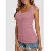 image:imageATHMILE Women Tank Tops Summer Casual Ribbed Sleeveless Basic Cami Top Slim Henley Button Down Blouses BeachDarkpink