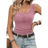 image:imageATHMILE Women Tank Tops Summer Casual Ribbed Sleeveless Basic Cami Top Slim Henley Button Down Blouses BeachDarkpink