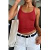 image:imageATHMILE Women Tank Top Sleeveless Scoop Neck Form Fitting Ribbed Knit Basic Cami Shirts1 Short Length Red