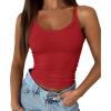 image:imageATHMILE Women Tank Top Sleeveless Scoop Neck Form Fitting Ribbed Knit Basic Cami Shirts1 Short Length Red