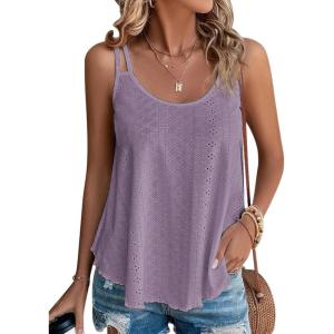 image:imageATHMILE Womens Tank Tops Sleeveless Summer Top Spaghetti Strap Spring Shirt Loose Fit Beach Vacation 2026 CasualGrey Purple