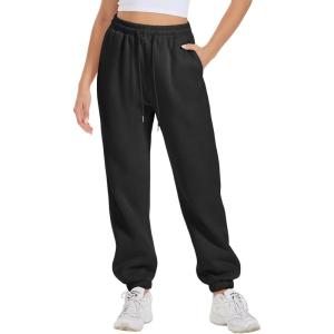 image:imageATHMILE Sweatpants Women Fall Fashion Baggy High Waisted Sweat Pants Winter Fleece Lined Lounge Joggers with Pockets 2026Black