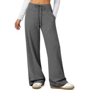 image:imageATHMILE Womens Wide Leg Sweatpants Baggy HighWaisted Drawstring Sweat Pants Fashion Comfy Joggers with PocketsBlack