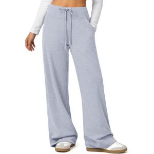 image:imageATHMILE Womens Wide Leg Sweatpants Baggy HighWaisted Drawstring Sweat Pants Fashion Comfy Joggers with PocketsBlue