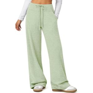 image:imageATHMILE Womens Wide Leg Sweatpants Baggy HighWaisted Drawstring Sweat Pants Fashion Comfy Joggers with PocketsMint Green