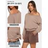 image:imageATHMILE Womens Off the Shoulder Sweatshirt Crop Top Long Sleeve Pullover Comfy Sexy Y2K Casual Fall Outfits 2026Coffee Grey