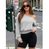image:imageATHMILE Womens Off the Shoulder Sweatshirt Crop Top Long Sleeve Pullover Comfy Sexy Y2K Casual Fall Outfits 2026Gray