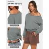 image:imageATHMILE Womens Off the Shoulder Sweatshirt Crop Top Long Sleeve Pullover Comfy Sexy Y2K Casual Fall Outfits 2026Gray Blue