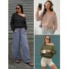 image:imageATHMILE Womens Off the Shoulder Sweatshirt Crop Top Long Sleeve Pullover Comfy Sexy Y2K Casual Fall Outfits 2026Gray Blue