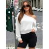 image:imageATHMILE Womens Off the Shoulder Sweatshirt Crop Top Long Sleeve Pullover Comfy Sexy Y2K Casual Fall Outfits 2026White