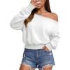 image:imageATHMILE Womens Off the Shoulder Sweatshirt Crop Top Long Sleeve Pullover Comfy Sexy Y2K Casual Fall Outfits 2026White