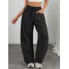 image:imageATHMILE Barrel Sweatpants Women Fall Fashion Wide Leg Pants 2026 Baggy Lounge Comfy Flowy Sweat Pants with PocketsBlack