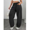 image:imageATHMILE Barrel Sweatpants Women Fall Fashion Wide Leg Pants 2026 Baggy Lounge Comfy Flowy Sweat Pants with PocketsBlack