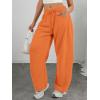 image:imageATHMILE Barrel Sweatpants Women Fall Fashion Wide Leg Pants 2026 Baggy Lounge Comfy Flowy Sweat Pants with PocketsOrange