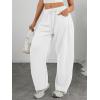 image:imageATHMILE Barrel Sweatpants Women Fall Fashion Wide Leg Pants 2026 Baggy Lounge Comfy Flowy Sweat Pants with PocketsWhite