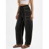 image:imageATHMILE Sweatpants Women 2026 Baggy PullOn Barrel Pants Wide Leg Lounge Drawstring Sweatpants with PocketsBlack