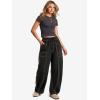 image:imageATHMILE Sweatpants Women 2026 Baggy PullOn Barrel Pants Wide Leg Lounge Drawstring Sweatpants with PocketsBlack