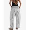 image:imageATHMILE Sweatpants Women 2026 Baggy PullOn Barrel Pants Wide Leg Lounge Drawstring Sweatpants with PocketsLight Grey