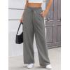 image:imageATHMILE Wide Leg Sweatpants High Waisted Double Waisted Baggy Sweat Pants Fashion Teen Girl Drawstring Athletic JoggersDark Grey